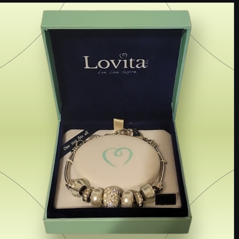 NWT Lovita Bracelet Silver Tone Clear Crystal & Stone Accents Adjustable Elegant
